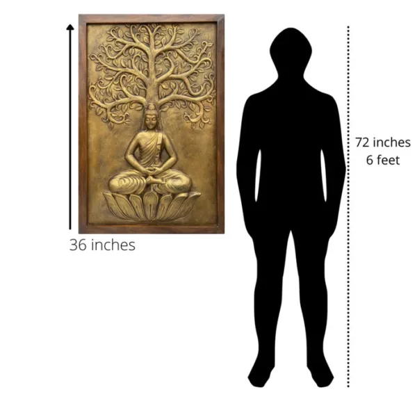 Buddha Under Tree 3D Relief Mural Wall Art - Image 4