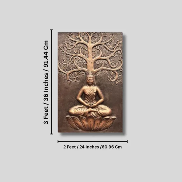 Buddha Under Tree 3D Relief Mural Wall Art - Image 7