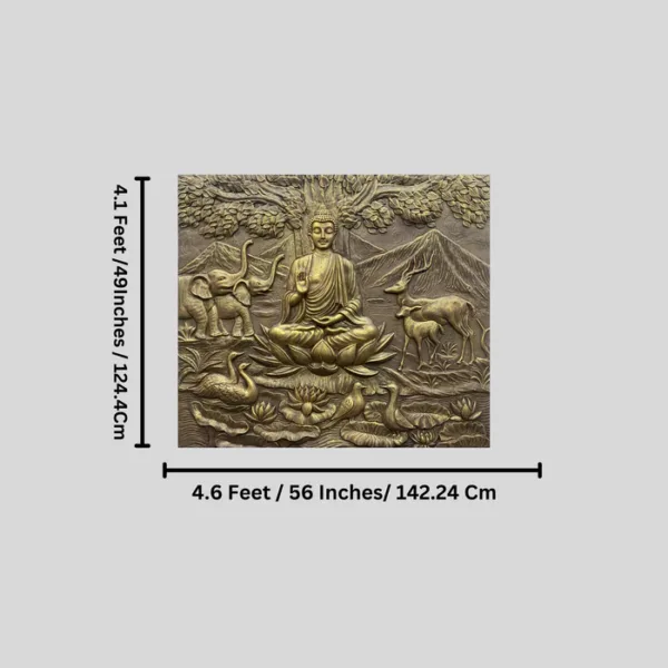 4x4.5 Ft Meditating Buddha 3D Relief Mural Wall Art - Image 2