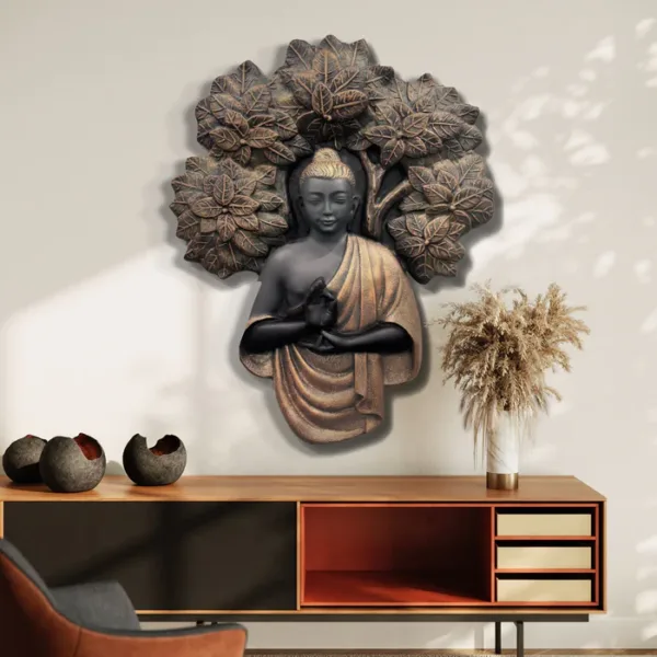 45X36 Inch Blessing Buddha Under Tree 3D Relief Mural Wall Art - Image 2