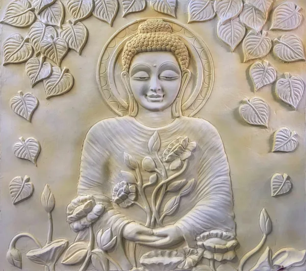 5x4.5 Feet Large size 3D Buddha with Chakra Relief Mural Wall Art