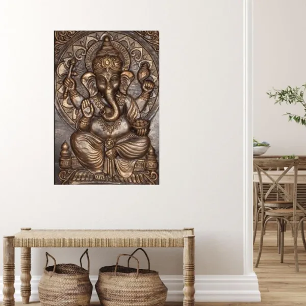 3x2 Feet Sitting Ganesha Relief Mural Wall Art - Image 8