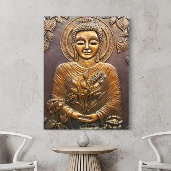 4X3 Feet Large size 3D Buddha with Chakra Relief Mural Wall Art - Image 2