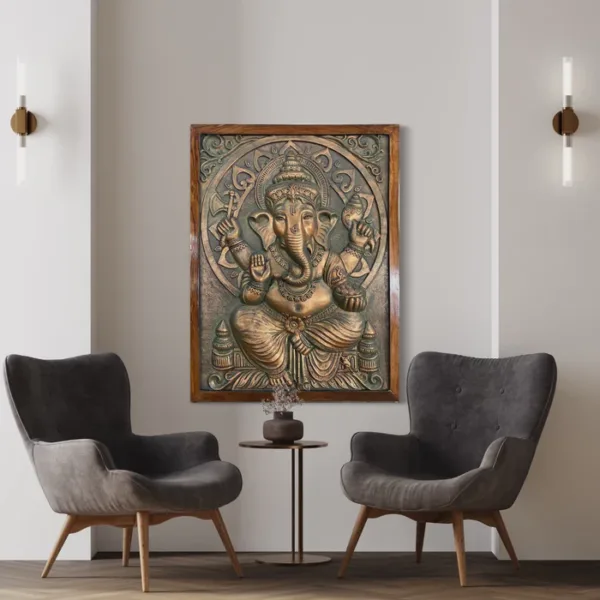 4x3 Feet Sitting Ganesha 3D Elevation Relief Mural Wall Art - Image 6