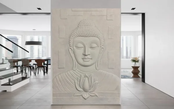 7x5 Feet Large size Calm and Peaceful 3D Buddha with Lotus - Image 3