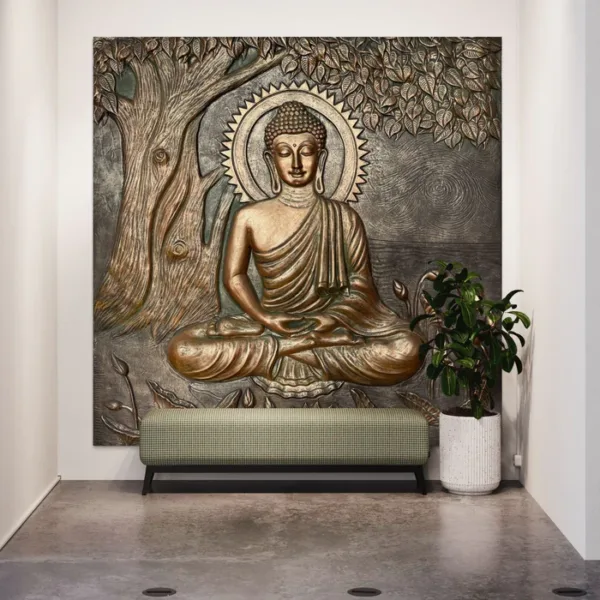 Buddha Under Tree 3D Relief Mural (4x3 & 6x6 Feet) - Image 5