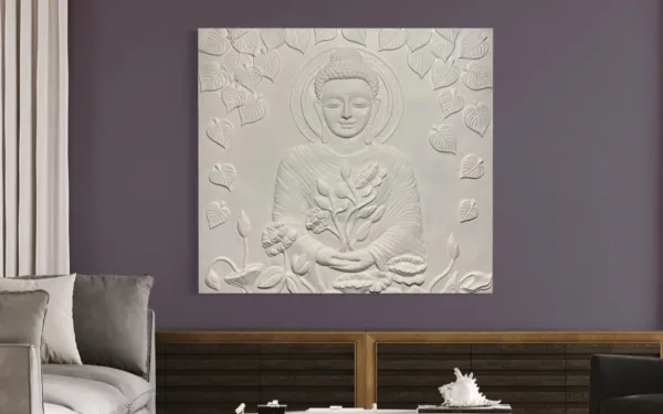 5x4.5 Feet Large size 3D Buddha with Chakra Relief Mural Wall Art - Image 3