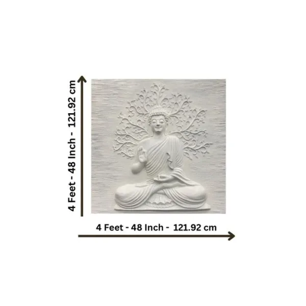 4x4 Feet Blessing Buddha with leaf 3D Relief Mural - Image 3