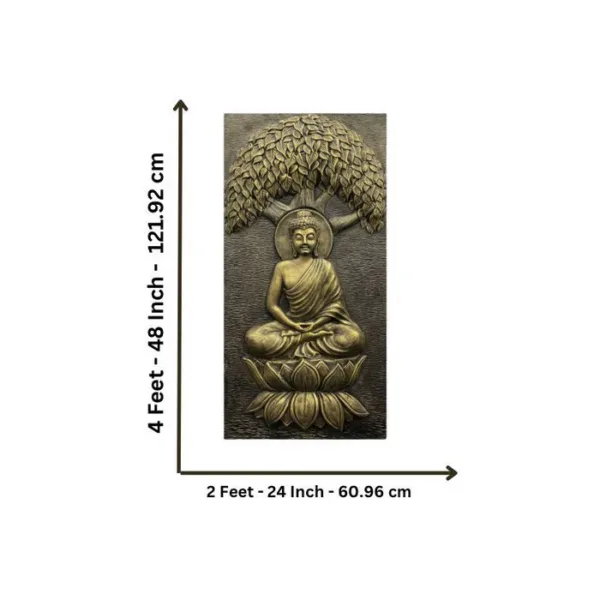 4x2 Feet Buddha Under Tree 3D Relief Mural Wall Art - Image 4