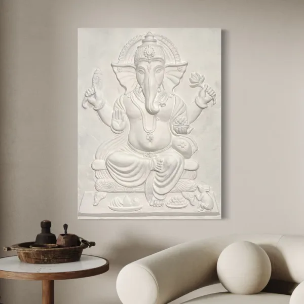 4x3 Feet Sitting Ganesha 3D Relief Mural Wall Art - Image 3