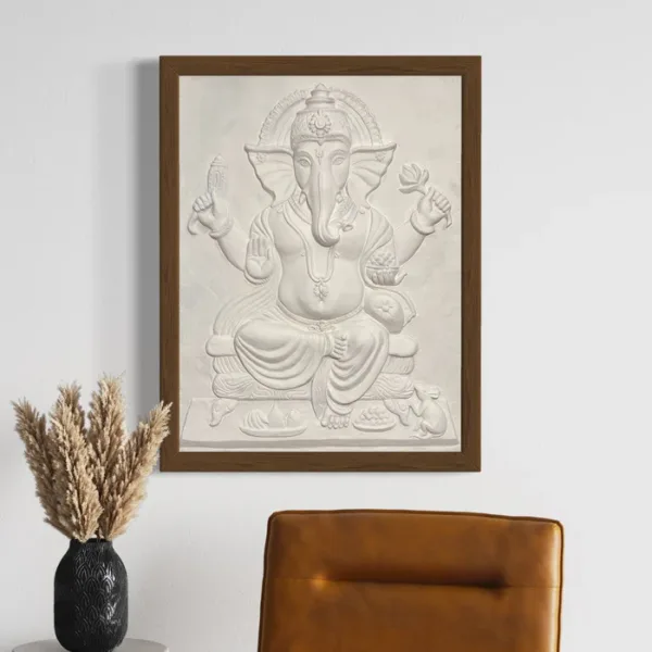 4x3 Feet Sitting Ganesha 3D Relief Mural Wall Art - Image 4