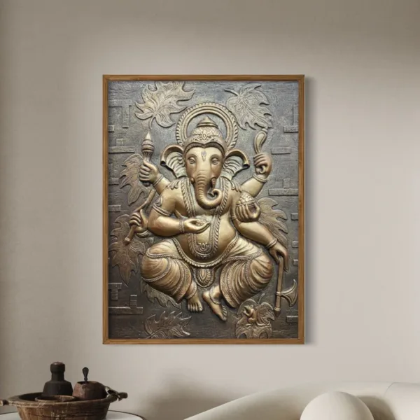 4x3 Feet Dancing Ganesha 3D Relief Mural Wall Art - Image 5