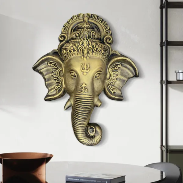 3x2.5 Ft Ganesha Face 3D Relief Mural Wall Art - Image 2