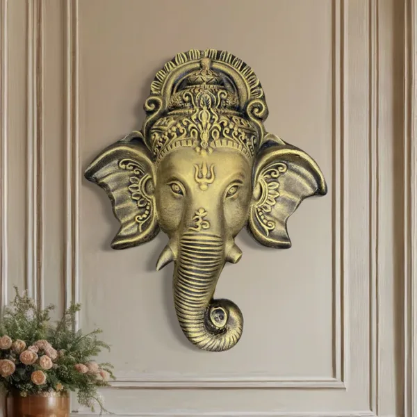 3x2.5 Ft Ganesha Face 3D Relief Mural Wall Art