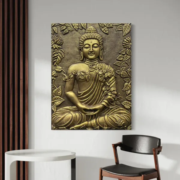 Buddha Surrounded by Leaves 3D Relief Mural Wall Art - Image 7