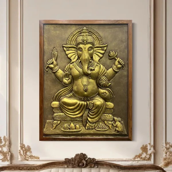 4x3 Feet Sitting Ganesha 3D Relief Mural Wall Art - Image 2