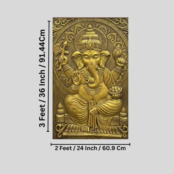 3x2 Feet Sitting Ganesha Relief Mural Wall Art - Image 7