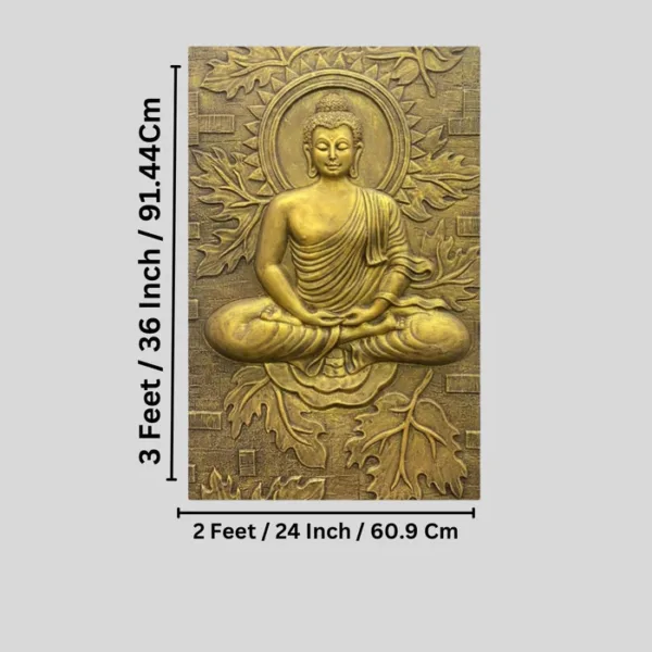 BUDDHA on Lotus in 3x2 feet 3D Relief Mural Wall Art - Image 2