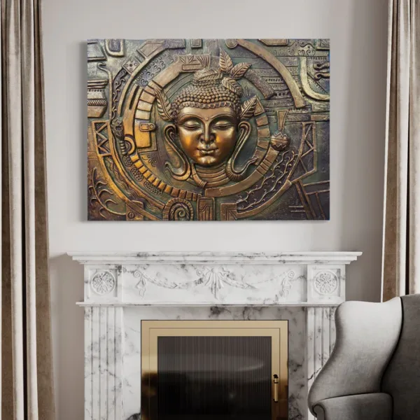 Versace Inspired 3D Buddha Relief Mural Wall Art - Image 2