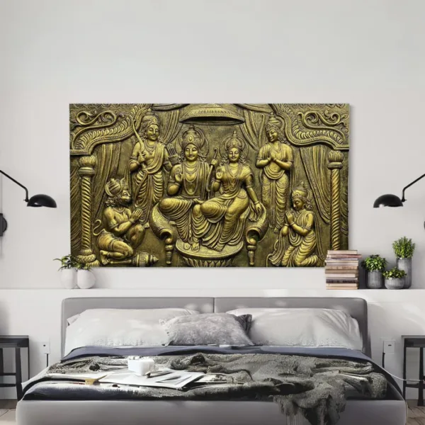 Big Size Ram Darbar 3D Relief Mural Wall Art - Image 3