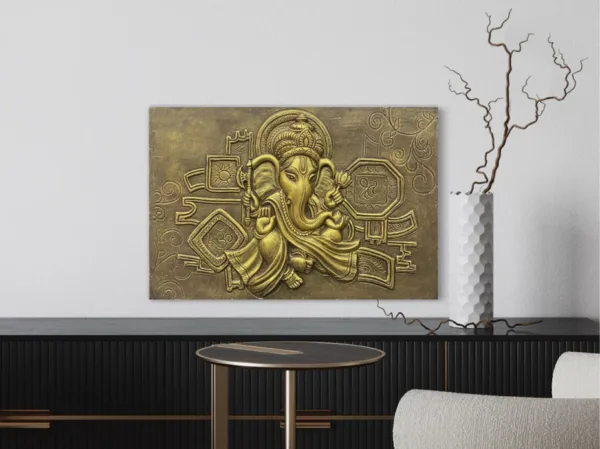 Divine Ganesha 3D Relief Mural - Image 3