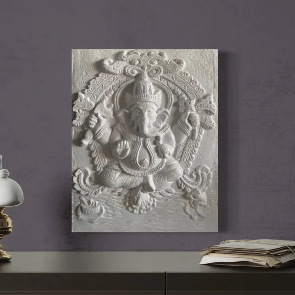 20x16 Inches Lord Ganesha 3D Wall Hanging Relief Mural - Image 5