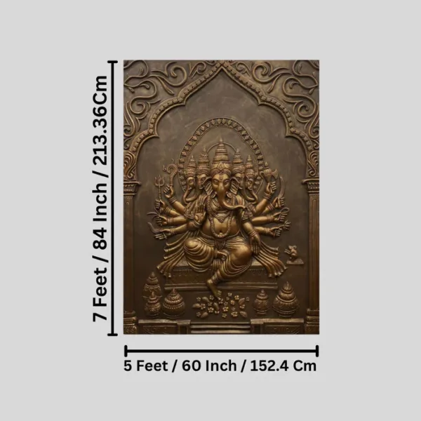 7X5 Feet Panchmukhi Ganesha 3D Relief Mural Wall Art - Image 3